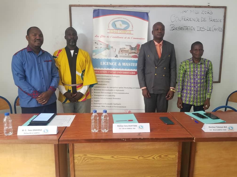 Le groupe de l'Institut de l'enseignement supérieur (Les campus) a organisé une conférence de presse, le lundi 01 mai 2023 à Abidjan-Cocody.