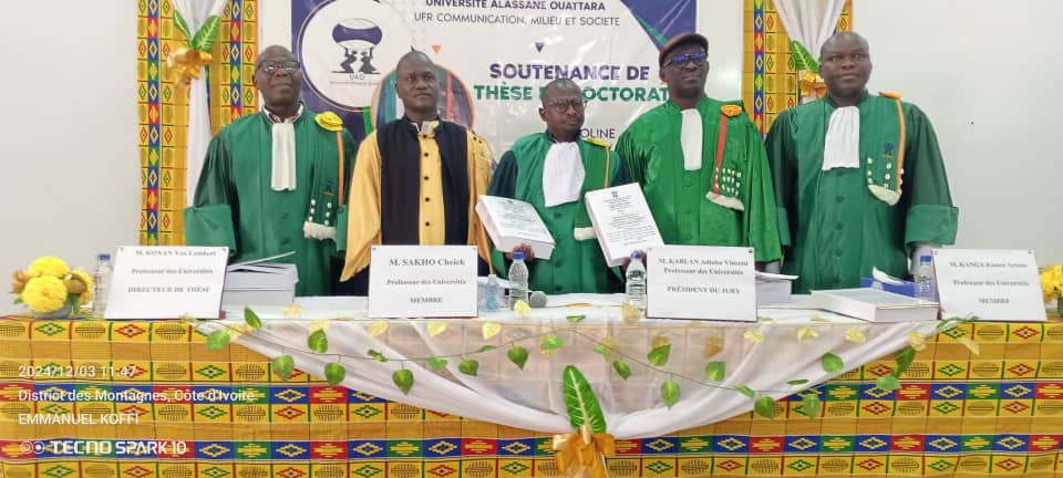 Le mardi 3 décembre 2025, Koffi Konan Emmanuel a soutenu avec succès sa thèse de doctorat en littérature orale et traditions en lettres
